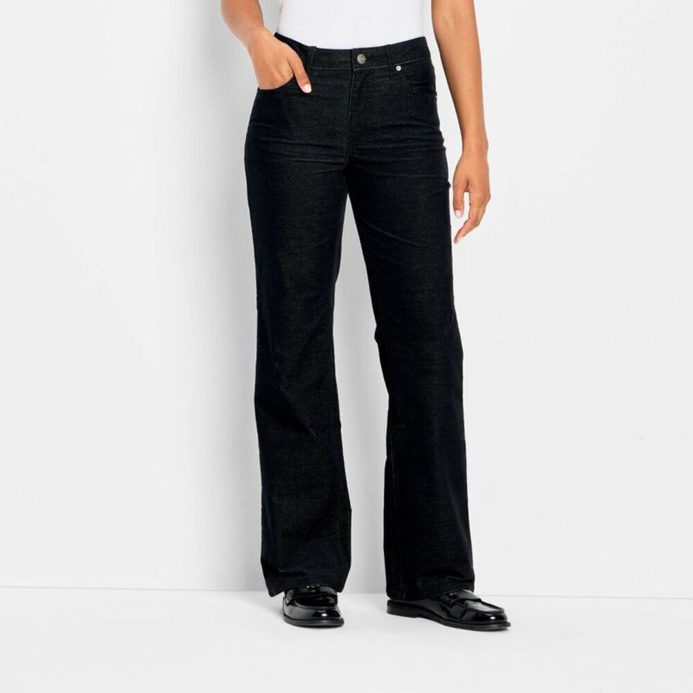 Women's Mid-Rise Bootcut Leg Flocked Pants - Future Collective Black 14
